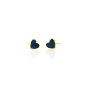 Petite Heart Enamel Stud Earrings - Blue