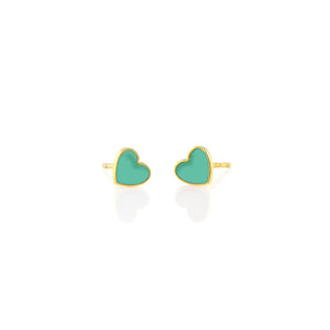 Petite Heart Enamel Stud Earrings - Turquoise