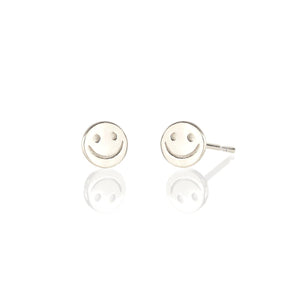 Happy Face Stud Earring - Silver