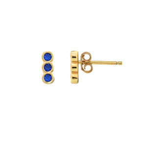 Triple Bezel Crystal Stud Earring in Sapphire