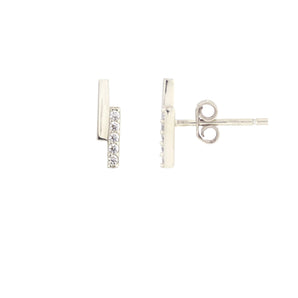 Double Bar with Crystals Stud Earring