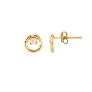 Circle Outline with Prong Set Crystal Stud Earring