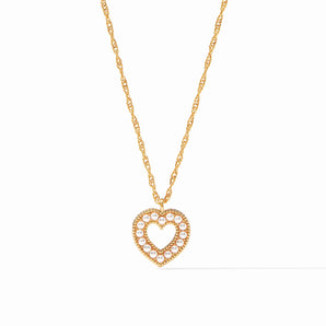 Esme Heart Solitare Necklace in Pearl