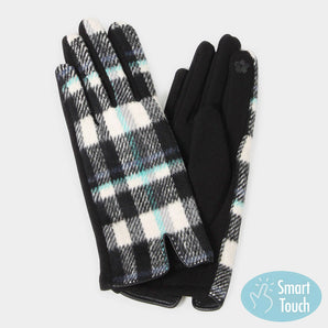 Plaid Check Gloves - Black