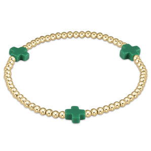 3mm Cross Bracelet Emerald