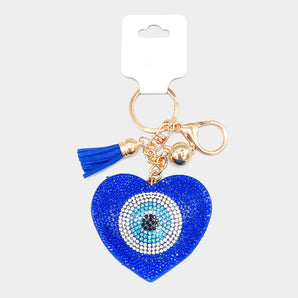 Bling Evil Eye Heart Keychain