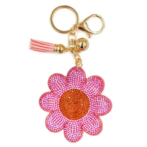 Bling Pink Daisy Keychain