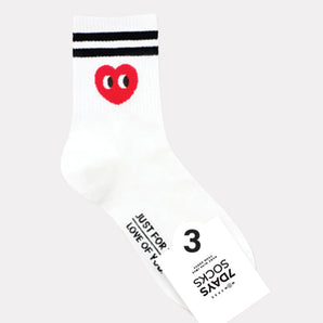 Crew Heart Socks in White
