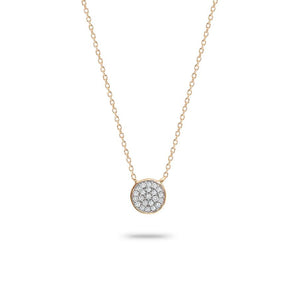 14K Solid Pave Disc Necklace