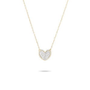 14K Tiny Pave Folded Heart Necklace