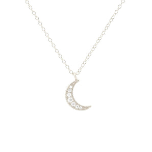 Crescent Moon Pave Necklace