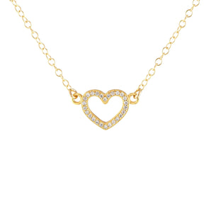 Heart Crystal Outline Necklace
