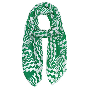 Geometric Oblong Scarf in Green