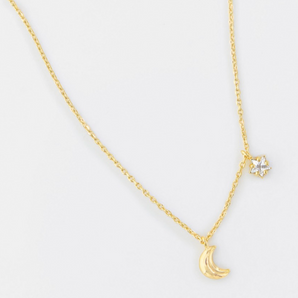 Moon w/Cz Star Necklace