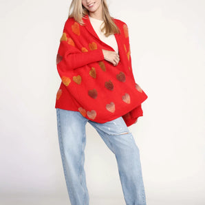 Heart Cardigan Red