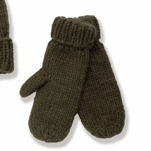 Hand-Knitted Gloves Olive