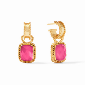 Marbella Hoop & Charm Earring in Peony Pink