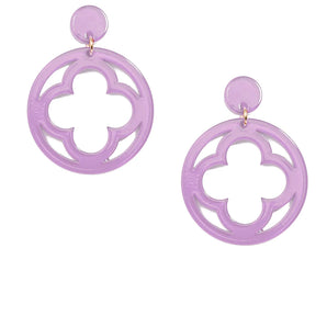 Open Clover Drop Earring in Lavender