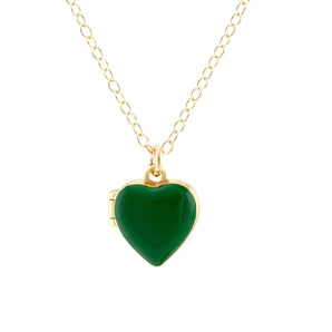 Enamel Heart Locket - Green