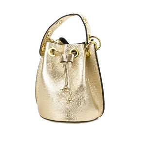 Small Leather Bucket Bag - Gold