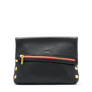 VIP Clutch - Black with Brushed Gold Red Zipper