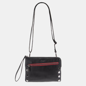 Nash Small Clutch Black with Gunmetal and Red Zipper