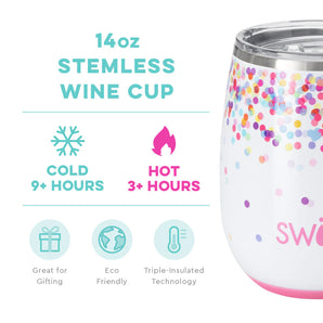 14 oz Stemless Wine Cup - Confetti