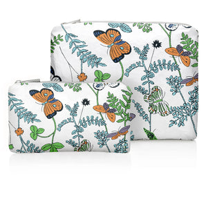 Butterfly in the Wild on Shimmer White Pouches
